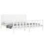 White solid wood bed frame with headboard 200x200 cm by vidaXL, Beds and slatted bases - Ref: Foro24-3192772, Price: 216,99 €...