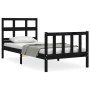 Single bed frame with black solid wood headboard by vidaXL, Beds and slatted bases - Ref: Foro24-3192975, Price: 125,04 €, Di...