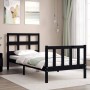 Single bed frame with black solid wood headboard by vidaXL, Beds and slatted bases - Ref: Foro24-3192975, Price: 125,04 €, Di...