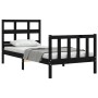 Single bed frame with black solid wood headboard by vidaXL, Beds and slatted bases - Ref: Foro24-3192975, Price: 125,04 €, Di...