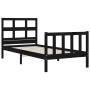 Estructura de cama individual con cabecero madera maciza negro de vidaXL, Camas y somieres - Ref: Foro24-3192975, Precio: 127...