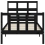 Single bed frame with black solid wood headboard by vidaXL, Beds and slatted bases - Ref: Foro24-3192975, Price: 125,04 €, Di...