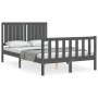 Estructura de cama matrimonio con cabecero madera maciza gris de vidaXL, Camas y somieres - Ref: Foro24-3192918, Precio: 159,...