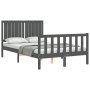 Estructura de cama matrimonio con cabecero madera maciza gris de vidaXL, Camas y somieres - Ref: Foro24-3192918, Precio: 159,...