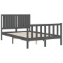 Estructura de cama matrimonio con cabecero madera maciza gris de vidaXL, Camas y somieres - Ref: Foro24-3192918, Precio: 159,...