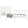 Estructura de cama con cabecero madera maciza blanco de vidaXL, Camas y somieres - Ref: Foro24-3192587, Precio: 107,22 €, Des...