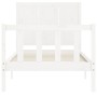 White solid wood bed frame with headboard by vidaXL, Beds and slatted bases - Ref: Foro24-3192587, Price: 107,22 €, Discount: %