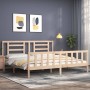 Bed frame with solid wood headboard 200x200 cm by vidaXL, Beds and slatted bases - Ref: Foro24-3192901, Price: 139,56 €, Disc...