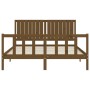 Double bed frame with honey brown wooden headboard by vidaXL, Beds and slatted bases - Ref: Foro24-3192954, Price: 163,59 €, ...