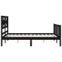 Bed frame with black solid wood headboard 140x200 cm by vidaXL, Beds and slatted bases - Ref: Foro24-3192560, Price: 197,00 €...