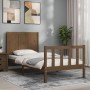 Honey brown solid wood bed frame with headboard by vidaXL, Beds and slatted bases - Ref: Foro24-3192589, Price: 147,96 €, Dis...