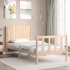 Estructura de cama con cabecero madera maciza de vidaXL, Camas y somieres - Ref: Foro24-3192911, Precio: 96,99 €, Descuento: %