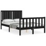 Double bed frame with black solid wood headboard by vidaXL, Beds and slatted bases - Ref: Foro24-3192920, Price: 171,99 €, Di...