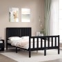 Double bed frame with black solid wood headboard by vidaXL, Beds and slatted bases - Ref: Foro24-3192920, Price: 171,99 €, Di...