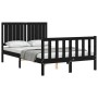 Double bed frame with black solid wood headboard by vidaXL, Beds and slatted bases - Ref: Foro24-3192920, Price: 171,99 €, Di...