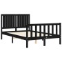 Estructura cama de matrimonio con cabecero madera maciza negra de vidaXL, Camas y somieres - Ref: Foro24-3192920, Precio: 171...