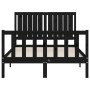 Double bed frame with black solid wood headboard by vidaXL, Beds and slatted bases - Ref: Foro24-3192920, Price: 171,99 €, Di...