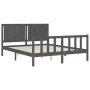 Gray solid wood bed frame with headboard 160x200 cm by vidaXL, Beds and slatted bases - Ref: Foro24-3192958, Price: 186,07 €,...