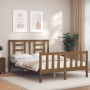 Estructura de cama matrimonio con cabecero madera marrón miel de vidaXL, Camas y somieres - Ref: Foro24-3192854, Precio: 135,...