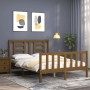 Double bed frame with honey brown wooden headboard by vidaXL, Beds and slatted bases - Ref: Foro24-3192854, Price: 135,24 €, ...