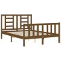 Double bed frame with honey brown wooden headboard by vidaXL, Beds and slatted bases - Ref: Foro24-3192854, Price: 135,24 €, ...