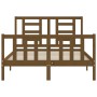 Double bed frame with honey brown wooden headboard by vidaXL, Beds and slatted bases - Ref: Foro24-3192854, Price: 135,24 €, ...