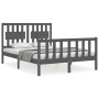 Gray solid wood bed frame with headboard 120x200 cm by vidaXL, Beds and slatted bases - Ref: Foro24-3192423, Price: 155,99 €,...