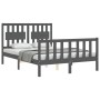 Gray solid wood bed frame with headboard 120x200 cm by vidaXL, Beds and slatted bases - Ref: Foro24-3192423, Price: 155,99 €,...