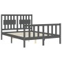 Gray solid wood bed frame with headboard 120x200 cm by vidaXL, Beds and slatted bases - Ref: Foro24-3192423, Price: 155,99 €,...