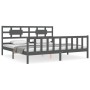 Estructura de cama con cabecero madera maciza gris 200x200 cm de vidaXL, Camas y somieres - Ref: Foro24-3192578, Precio: 173,...