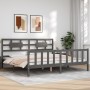 Estructura de cama con cabecero madera maciza gris 200x200 cm de vidaXL, Camas y somieres - Ref: Foro24-3192578, Precio: 173,...