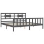 Estructura de cama con cabecero madera maciza gris 200x200 cm de vidaXL, Camas y somieres - Ref: Foro24-3192578, Precio: 173,...