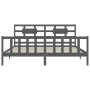 Estructura de cama con cabecero madera maciza gris 200x200 cm de vidaXL, Camas y somieres - Ref: Foro24-3192578, Precio: 173,...