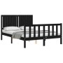 Bed frame with black solid wood headboard 140x190 cm by vidaXL, Beds and slatted bases - Ref: Foro24-3192930, Price: 178,14 €...