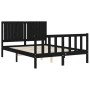 Bed frame with black solid wood headboard 140x190 cm by vidaXL, Beds and slatted bases - Ref: Foro24-3192930, Price: 178,14 €...