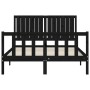 Bed frame with black solid wood headboard 140x190 cm by vidaXL, Beds and slatted bases - Ref: Foro24-3192930, Price: 178,14 €...