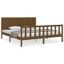 Honey brown solid wood bed frame with headboard by vidaXL, Beds and slatted bases - Ref: Foro24-3192964, Price: 191,18 €, Dis...