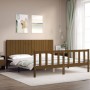 Honey brown solid wood bed frame with headboard by vidaXL, Beds and slatted bases - Ref: Foro24-3192964, Price: 191,18 €, Dis...