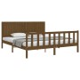 Honey brown solid wood bed frame with headboard by vidaXL, Beds and slatted bases - Ref: Foro24-3192964, Price: 191,18 €, Dis...