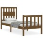 Estructura de cama con cabecero madera maciza marrón miel de vidaXL, Camas y somieres - Ref: Foro24-3192389, Precio: 111,48 €...