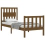 Estructura de cama con cabecero madera maciza marrón miel de vidaXL, Camas y somieres - Ref: Foro24-3192389, Precio: 111,48 €...