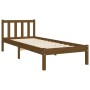 Estructura de cama con cabecero madera maciza marrón miel de vidaXL, Camas y somieres - Ref: Foro24-3192389, Precio: 111,48 €...