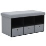 Banco almacenamiento plegable lino 76x38x38 cm gris claro de vidaXL, Bancos para recibidores y almacenamiento - Ref: Foro24-2...