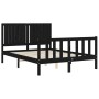 Bed frame with black solid wood headboard 140x200 cm by vidaXL, Beds and slatted bases - Ref: Foro24-3192950, Price: 198,11 €...