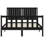 Bed frame with black solid wood headboard 140x200 cm by vidaXL, Beds and slatted bases - Ref: Foro24-3192950, Price: 198,11 €...