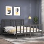 Estructura de cama matrimonio con cabecero madera maciza gris de vidaXL, Camas y somieres - Ref: Foro24-3192888, Precio: 158,...