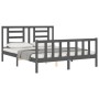 Estructura de cama matrimonio con cabecero madera maciza gris de vidaXL, Camas y somieres - Ref: Foro24-3192888, Precio: 158,...