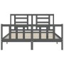 Estructura de cama matrimonio con cabecero madera maciza gris de vidaXL, Camas y somieres - Ref: Foro24-3192888, Precio: 158,...