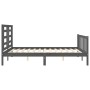 Estructura de cama matrimonio con cabecero madera maciza gris de vidaXL, Camas y somieres - Ref: Foro24-3192888, Precio: 158,...