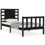 Estructura de cama con cabecero madera maciza negro de vidaXL, Camas y somieres - Ref: Foro24-3192785, Precio: 139,99 €, Desc...